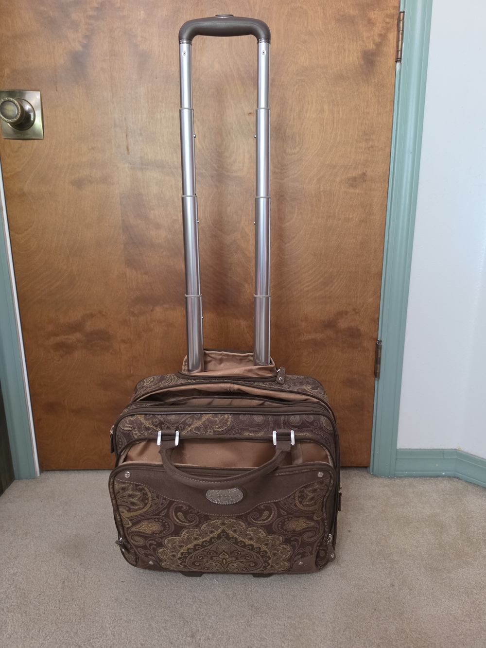 Reba Brown Paisley Rolling Travel Bag